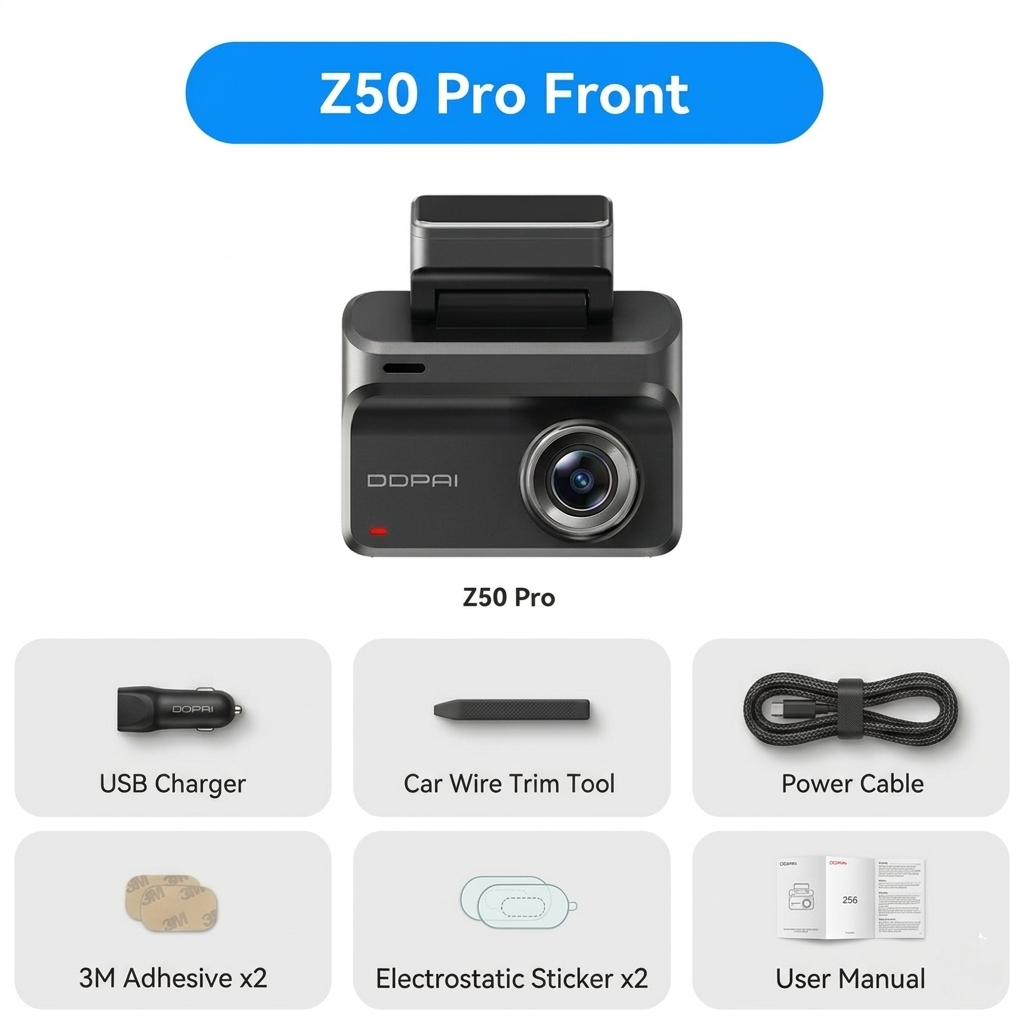 Dash Cam Z50 Pro 4K – Caméra Avant Ultra HD avec GPS & Wi-Fi