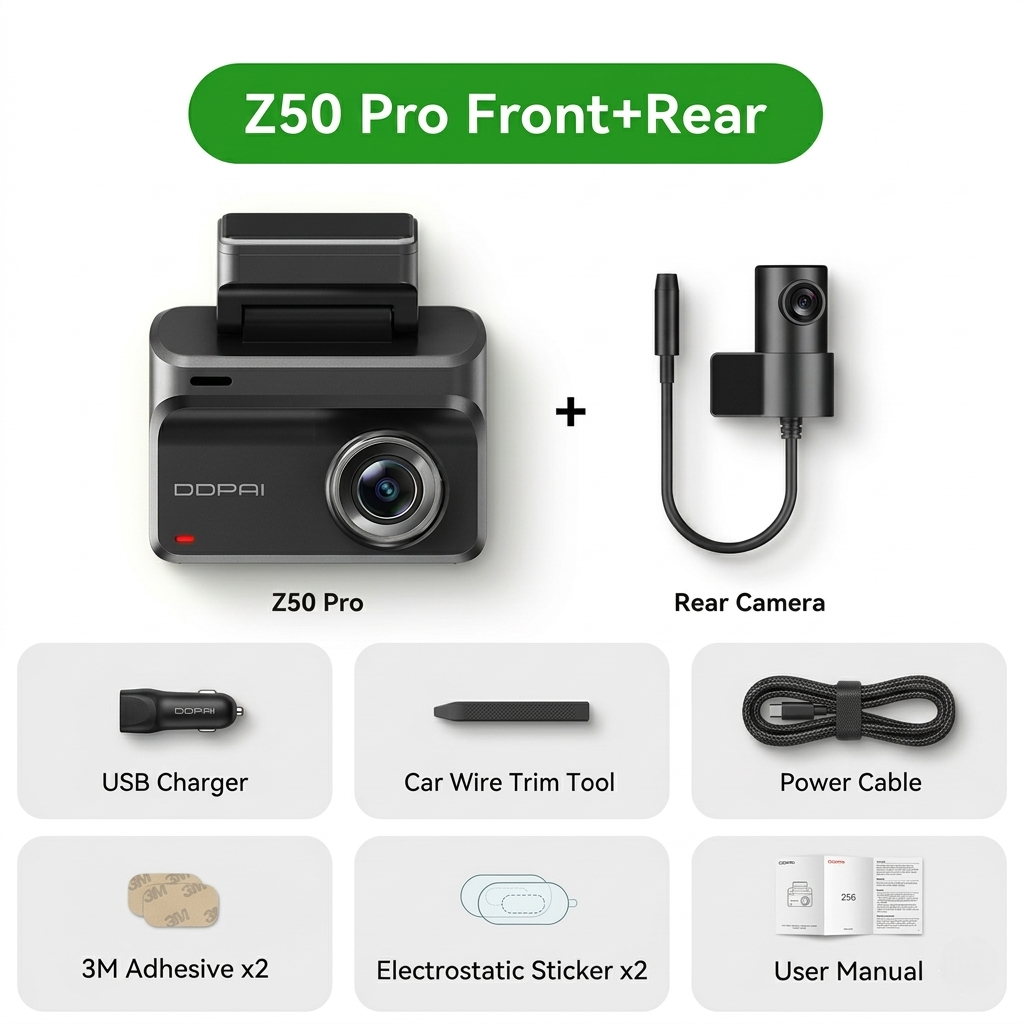 Dash Cam Z50 Pro 4K – Double Caméra Ultra HD avec GPS & Wi-Fi